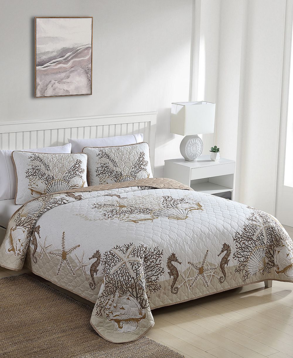 Caribbean Joe Coastal 3-Piece Quilt Set, King