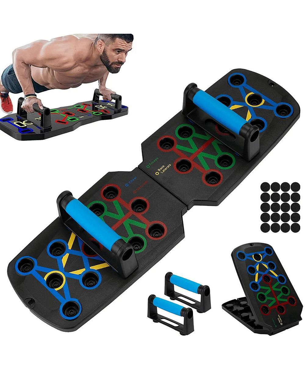 SEVORLEY 28-in-1 Push-Up Board System with Color-Coded Positions and Non-Slip Handles for Home Gym Workouts, Black