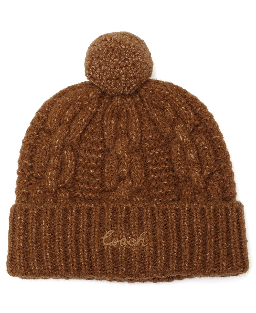 Шапка COACH Chain Cable Knit Pom с помпоном и цепочкой