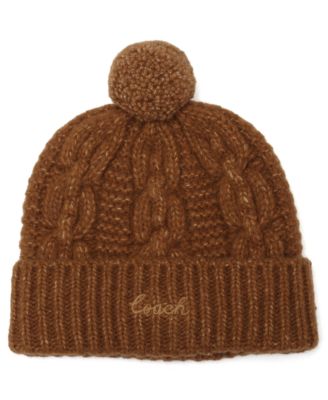 Шапка COACH Chain Cable Knit Pom с помпоном и цепочкой