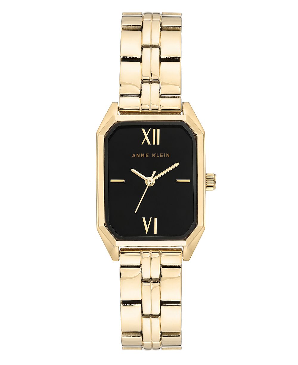 Женские кварцевые часы Anne Klein, черные, восьмиугольные, золотистые, 24mm x 35mm