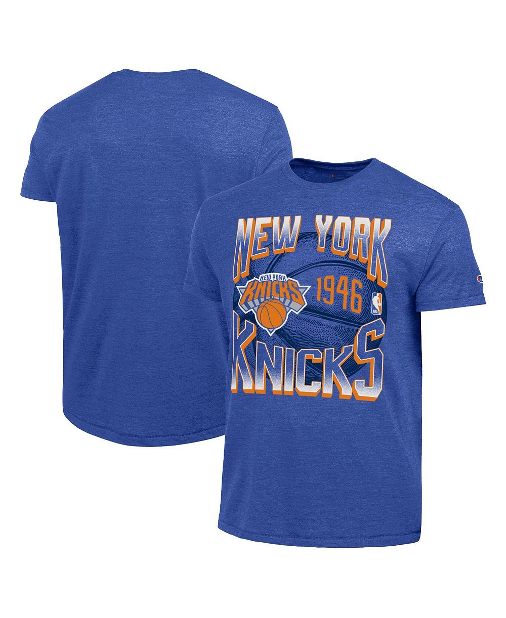 Мужская футболка Champion Royal New York Knicks Basketball Background Tri-Blend