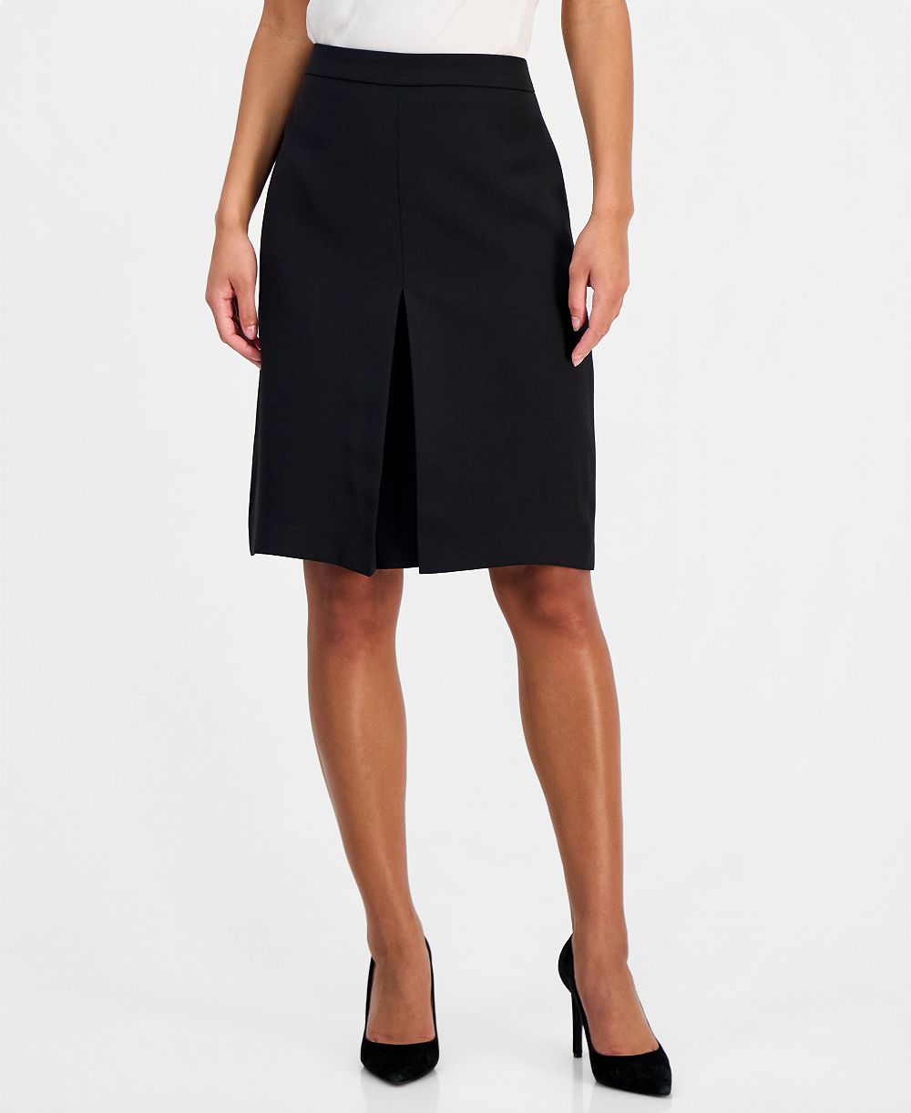 Kasper Petite Pleat-Front Crepe A-Line Skirt