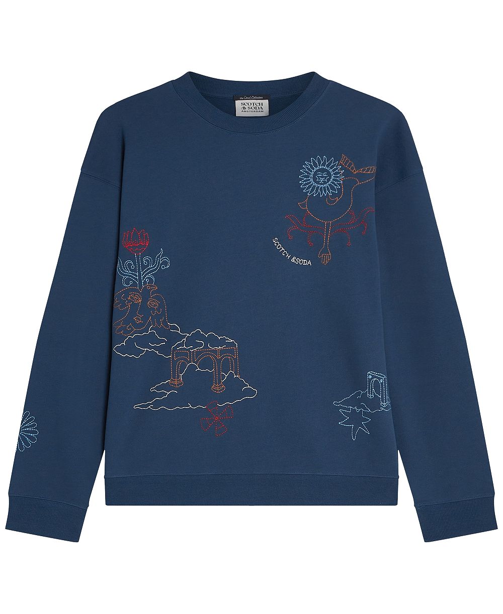 Мужская кофта SCOTCH & SODA с вышитым принтом и круглым вырезом