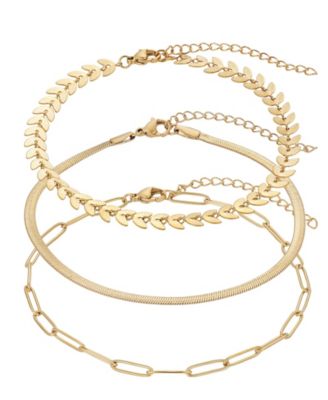 ADORNIA комплект из трех регулируемых цепочек-браслетов на ногу Gold Tarnish Resistant