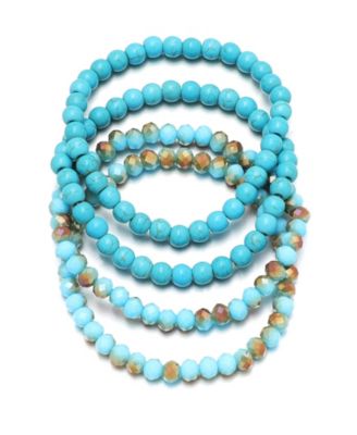 ADORNIA Crystal Turquoise Set of 4 Stretch Bracelets