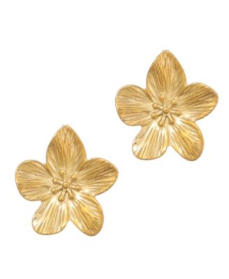 Серьги-гвоздики ADORNIA Tarnish Resistant Gold Statement Flower
