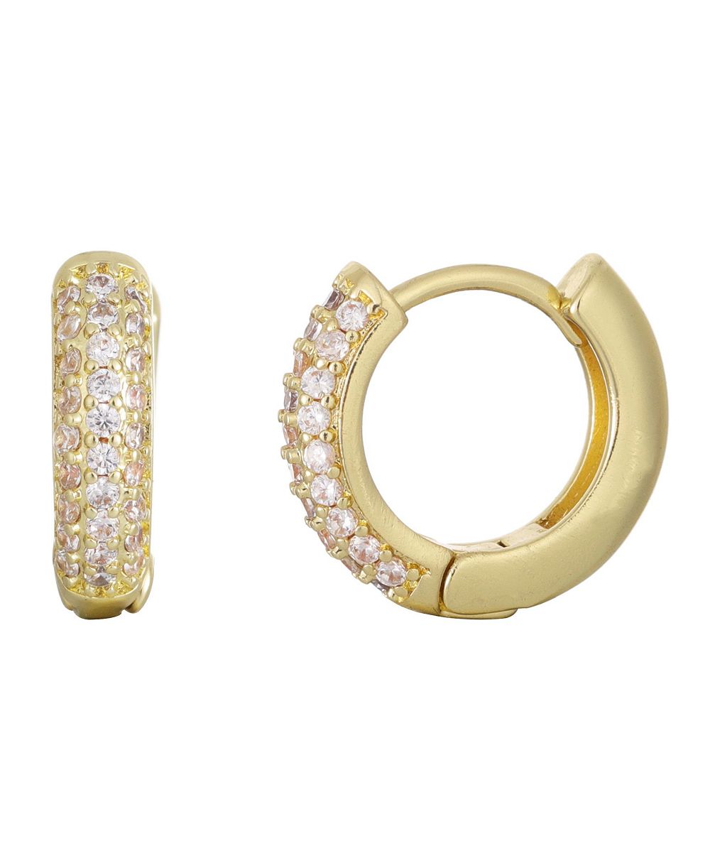 ADORNIA Gold Cubic Zirconia Huggie Chubby Hoop Earrings
