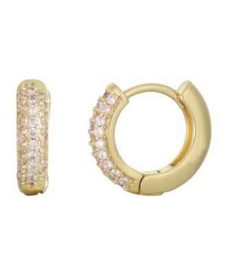 ADORNIA Gold Cubic Zirconia Huggie Chubby Hoop Earrings