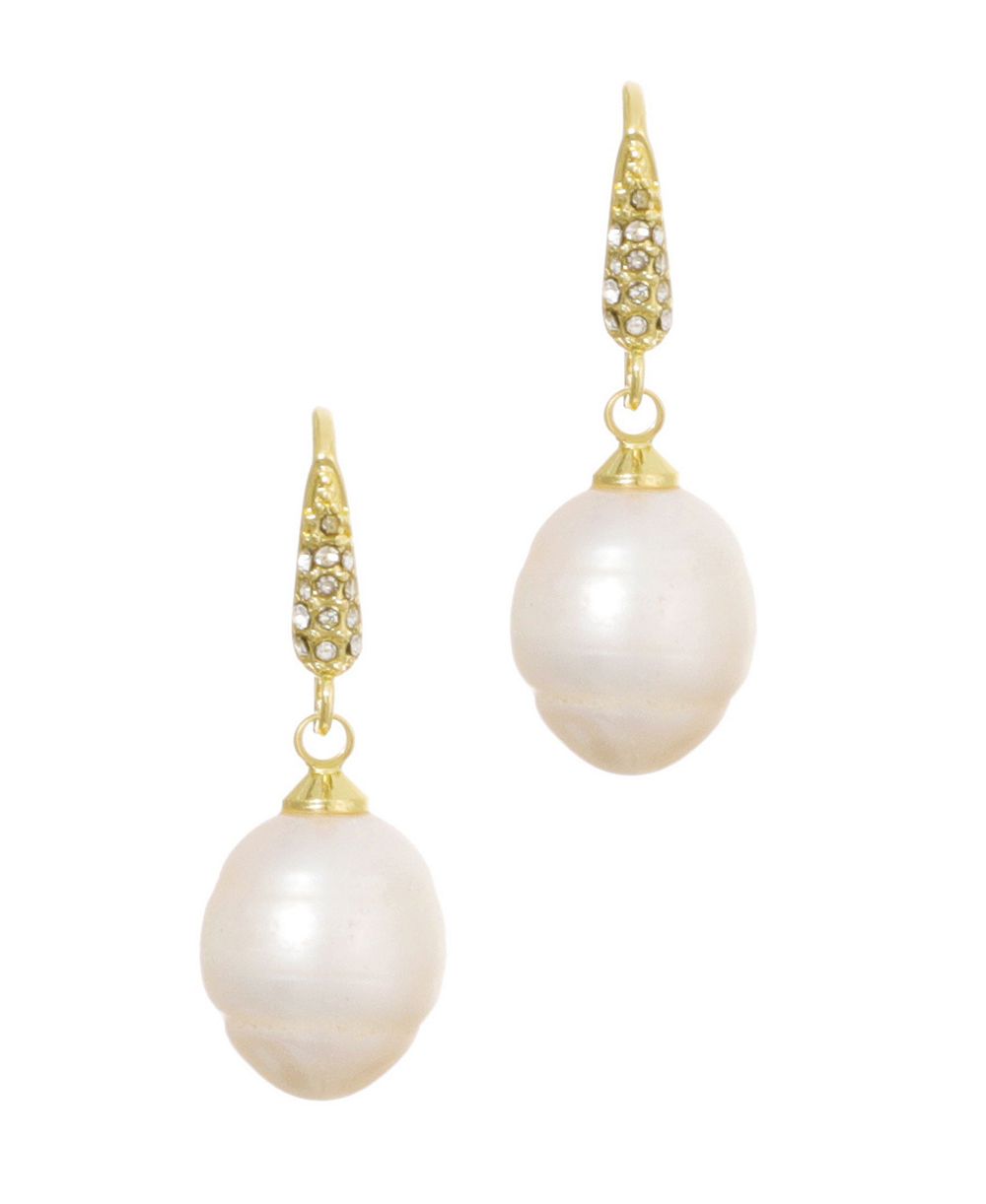ADORNIA Gold Natural Freshwater Pearl Drop Earrings
