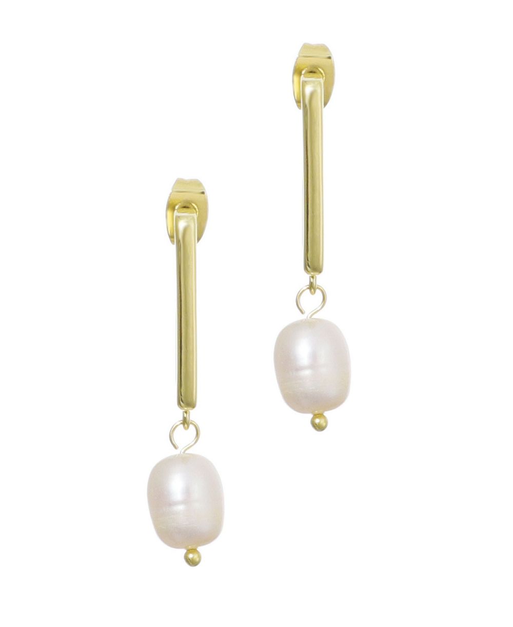 ADORNIA Gold Natural Freshwater Pearl Rectangle Drop Earrings