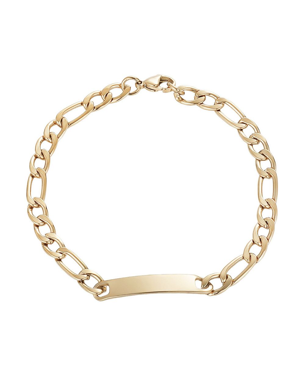 ADORNIA Men's Tarnish Resistant Gold Figaro ID Bracelet