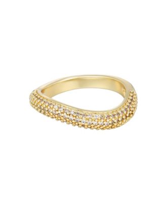 ADORNIA Gold Cubic Zirconia Curved Chunky Band Ring