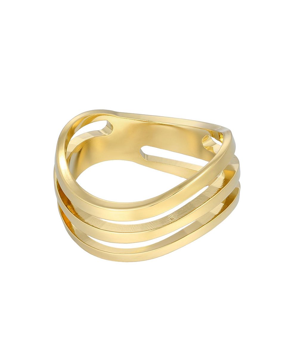 ADORNIA Tarnish Resistant Gold Wave Band Ring