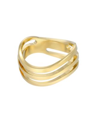 ADORNIA Tarnish Resistant Gold Wave Band Ring