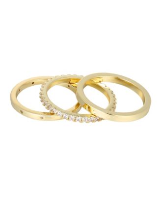 ADORNIA Gold Cubic Zirconia 3-Band Rings Set