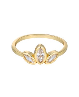 ADORNIA Gold Cubic Zirconia 3-Deco Petals Ring