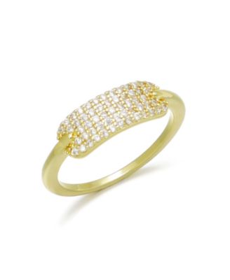 ADORNIA Gold-Plated Cubic Zirconia Plate Band Ring