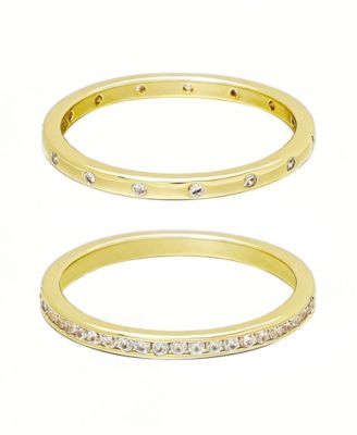 ADORNIA 14k Gold 1/2 Eternity and Dotted Band Set of 2 Rings