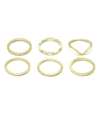 ADORNIA Gold Wavy Band Ring 6-Piece Set