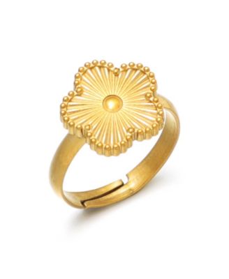 ADORNIA Tarnish Resistant Gold Adjustable 5-Leaf Clover Ring