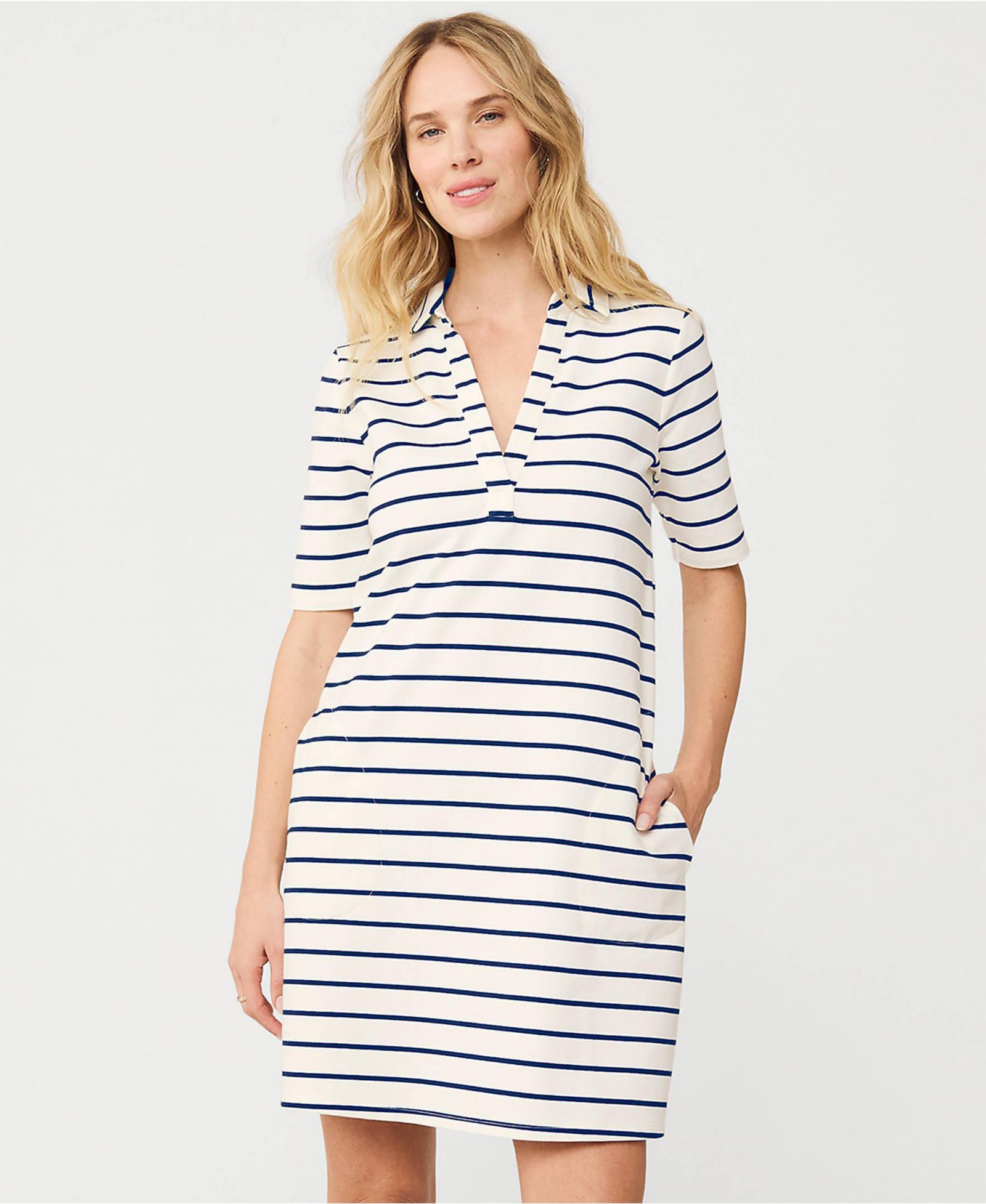 Lands' End Женское платье-поло Starfish Elbow Sleeve