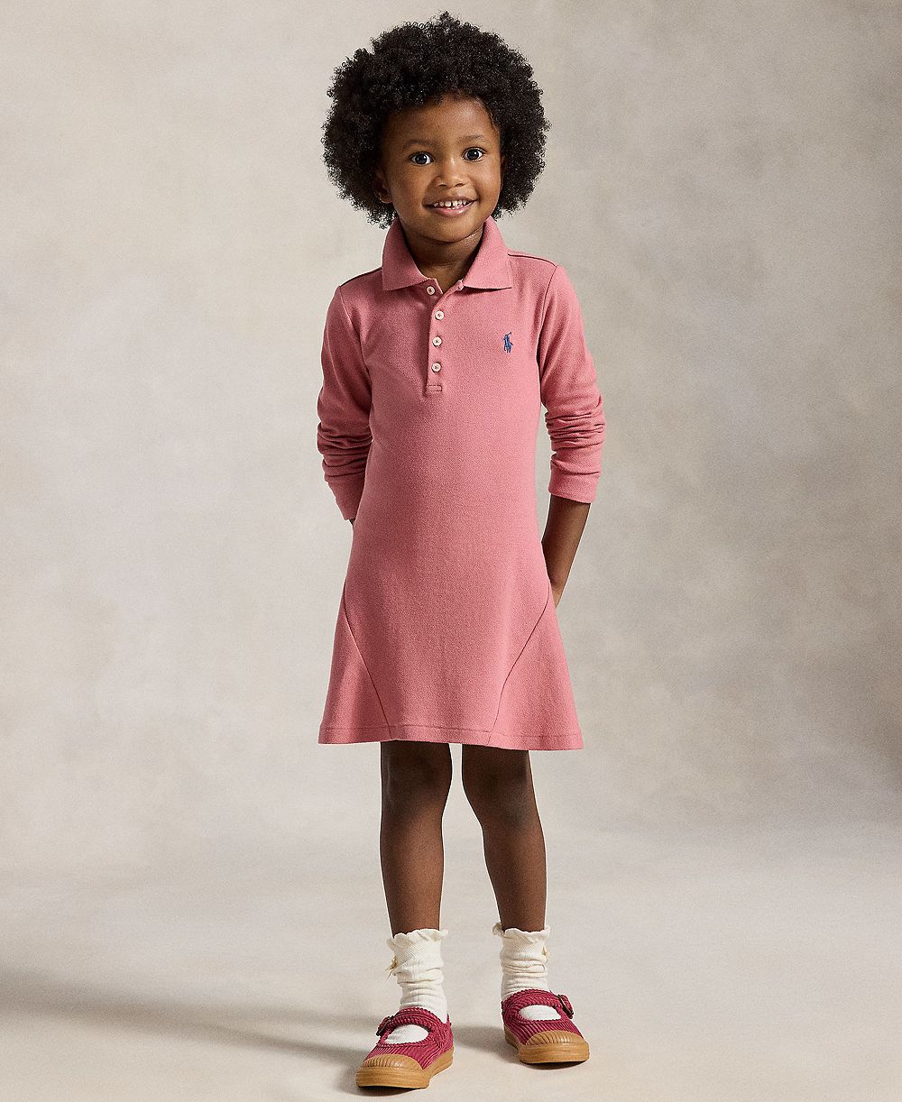 Поло-платье Polo Ralph Lauren Girls' 2T-6X Stretch Mesh Long-Sleeve