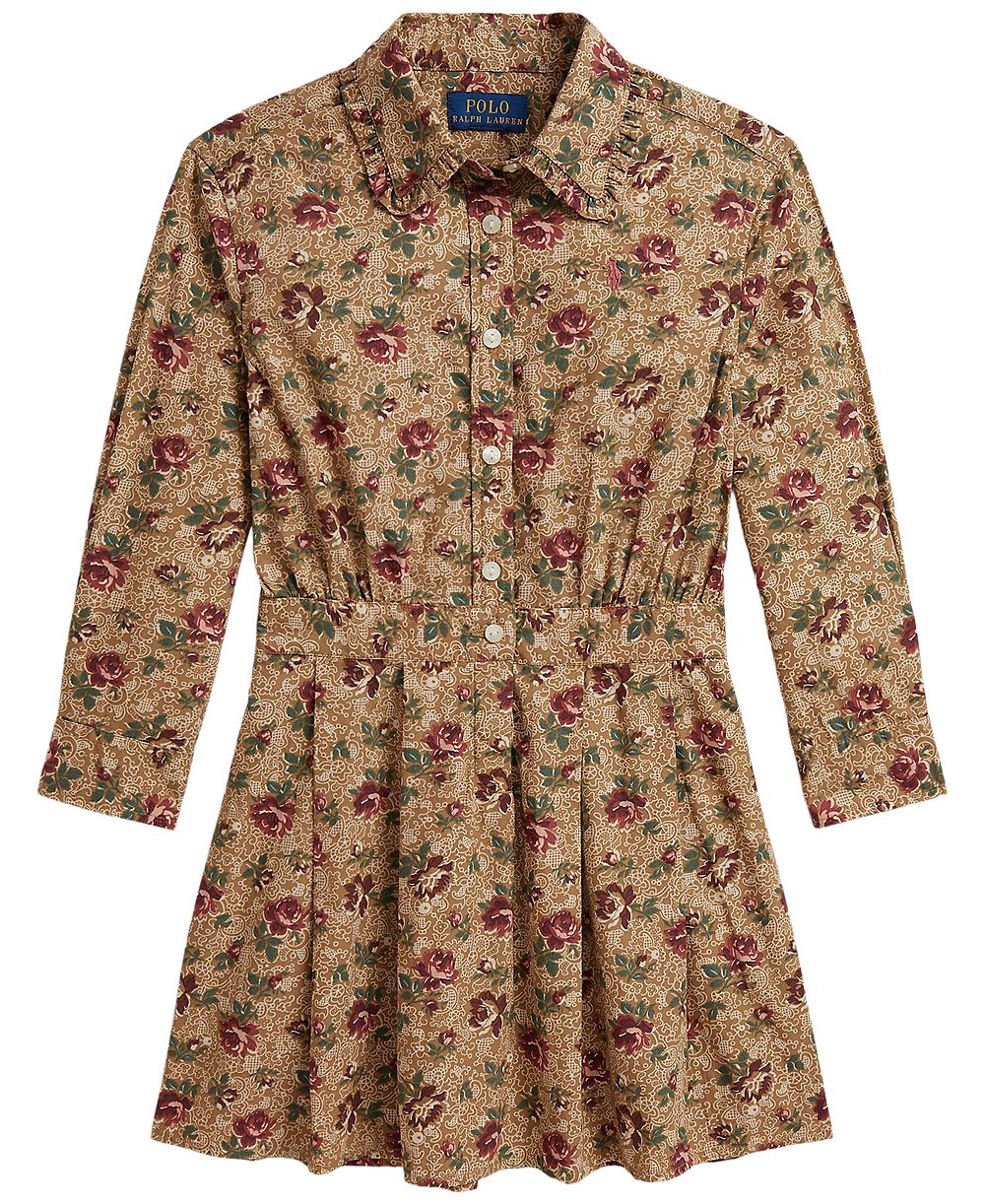 Детское хлопковое платье-рубашка Polo Ralph Lauren Floral