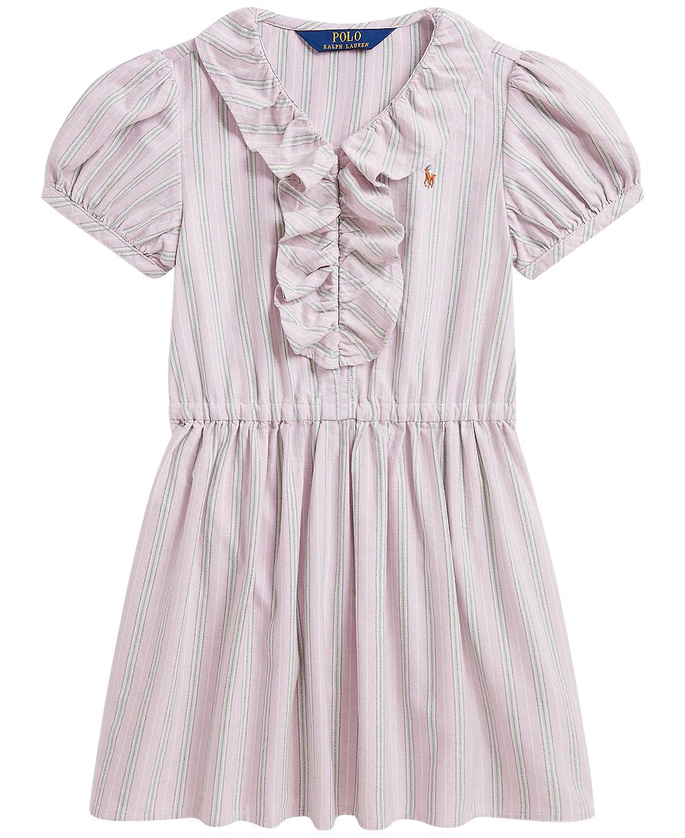 Polo Ralph Lauren Детское платье-рубашка из хлопка Oxford с оборками для девочек 2T-6X