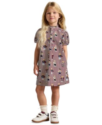 Polo Ralph Lauren Girls' 2T-6X Polo Bear Poplin Short-Sleeve Dress