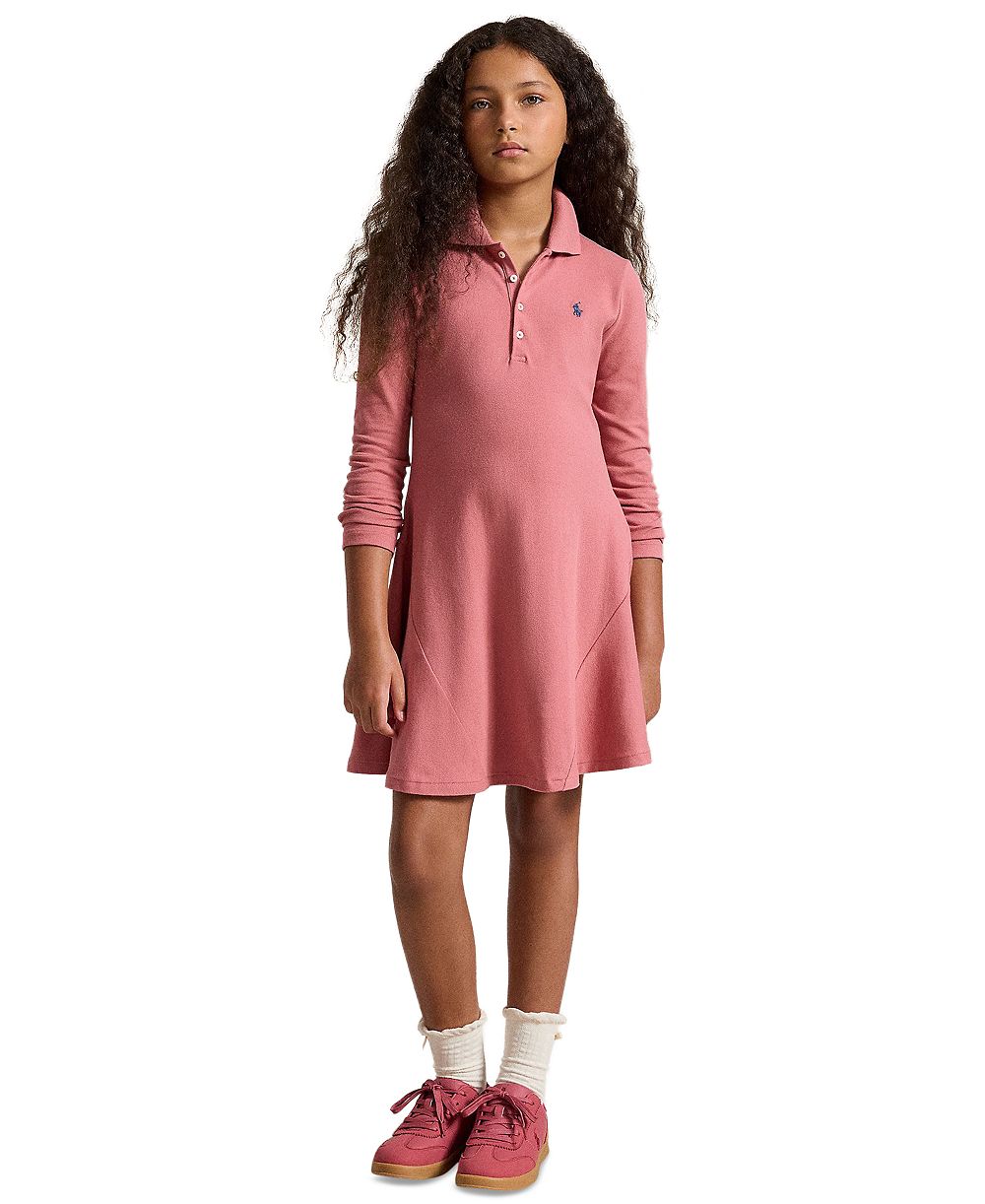 Детское платье Polo Ralph Lauren Girls' 7-16 Stretch Mesh Long-Sleeve Polo