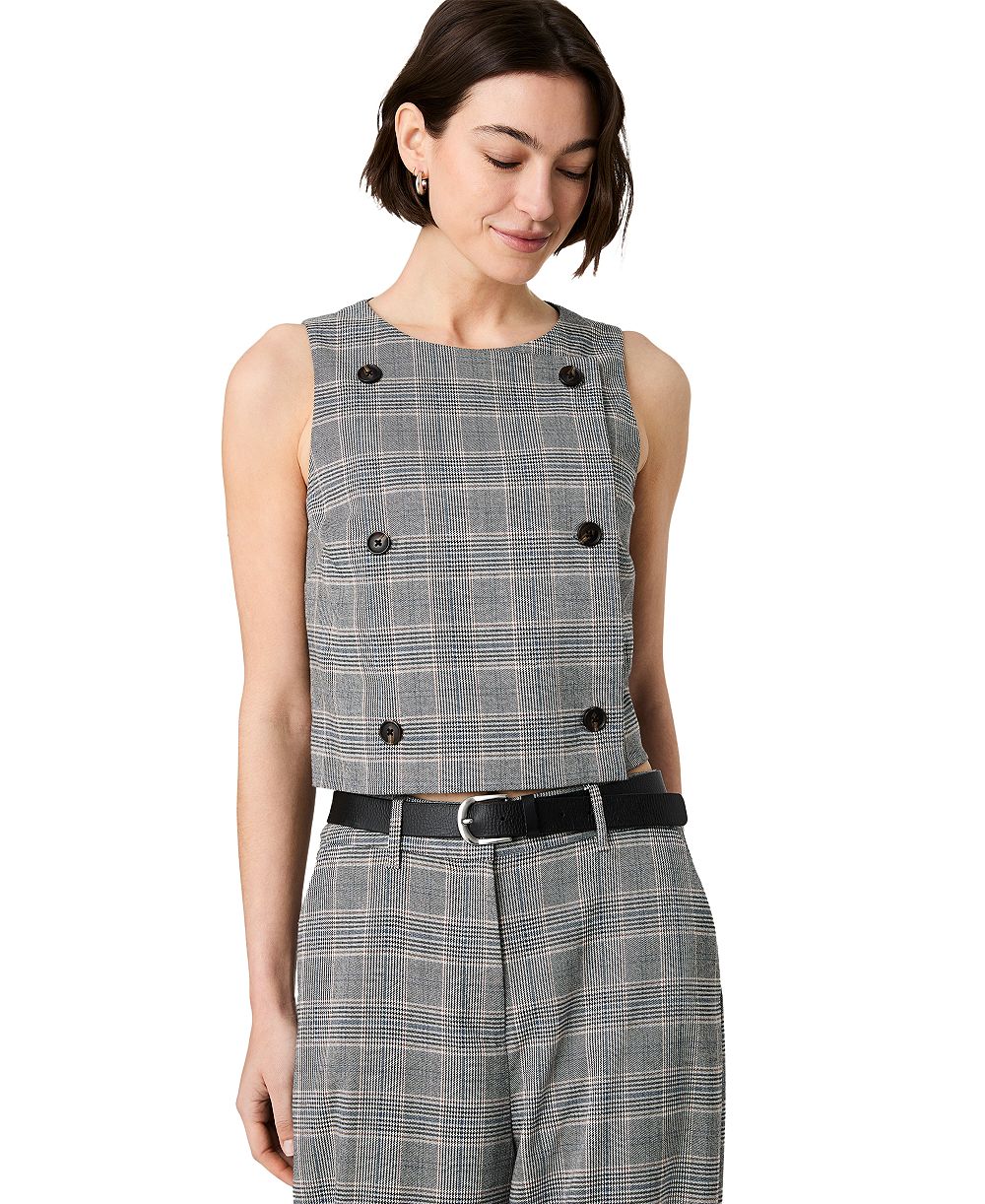 French Connection Женский Matteo Jewel Neck Sleeveless Button-Front Top