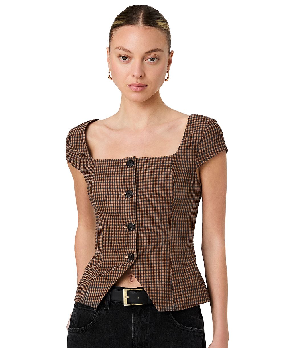 Женский топ French Connection Diana Square Neck Gingham Print