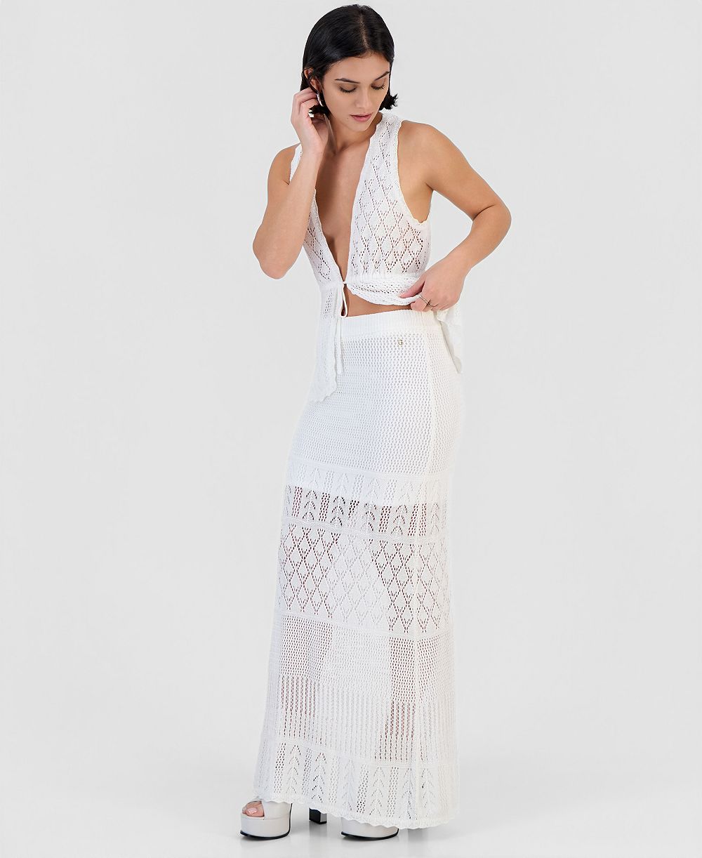 GUESS Women's Vivianne High-Waisted Crochet Maxi Skirt