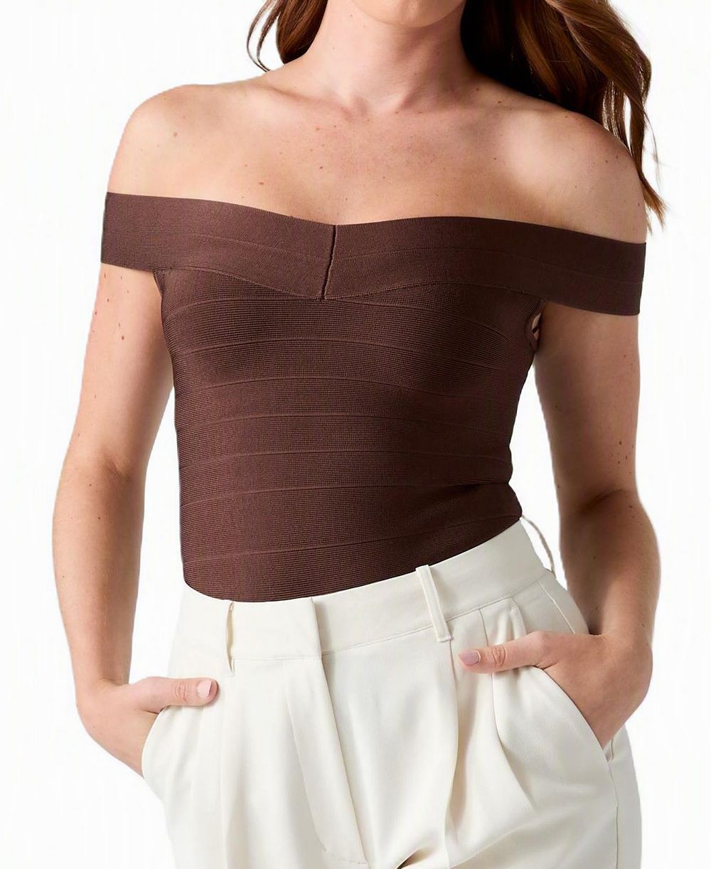GUESS Женский топ Alexis Off-the-Shoulder Bandage Fitted