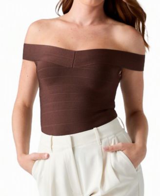 GUESS Женский топ Alexis Off-the-Shoulder Bandage Fitted