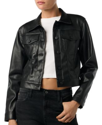 Hudson Jeans Women's Faux-Leather Cropped Long-Sleeve Jacket