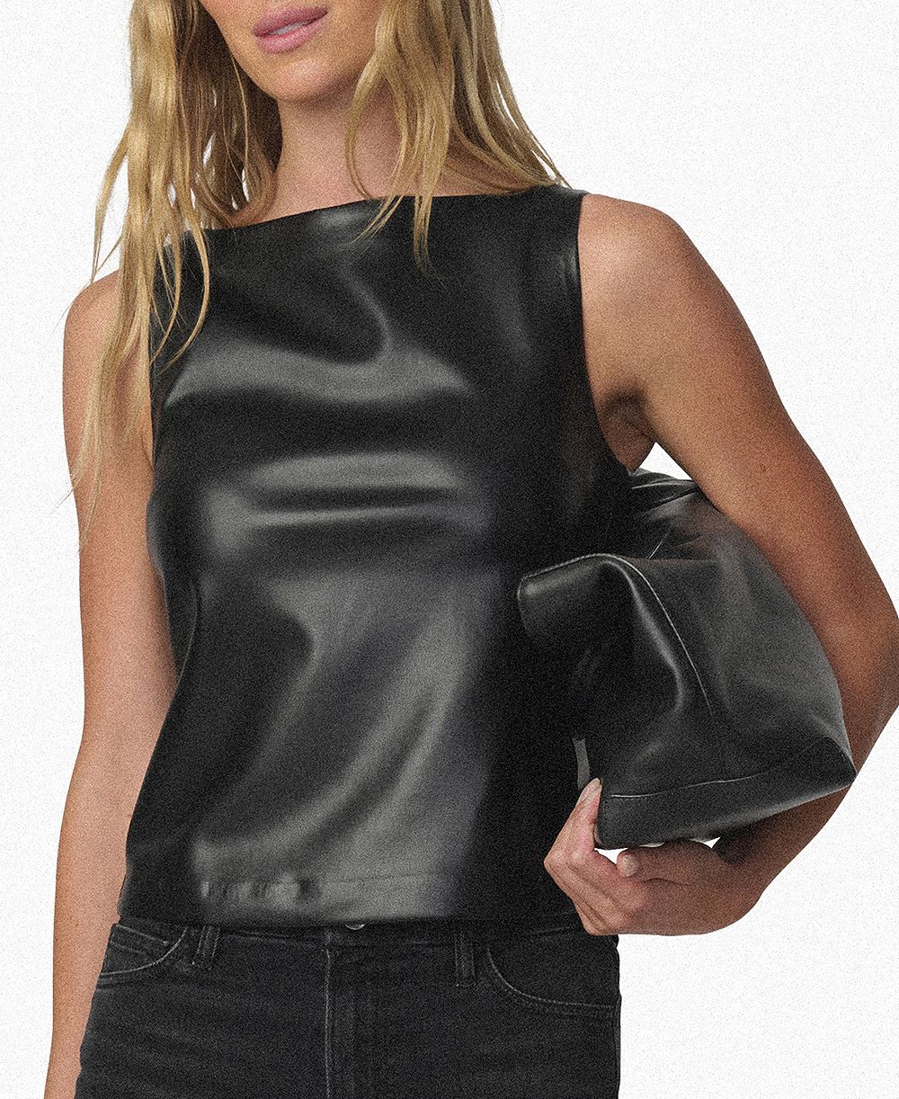 Joe's Jeans Women's Boat Neck Faux-Leather Tank Top