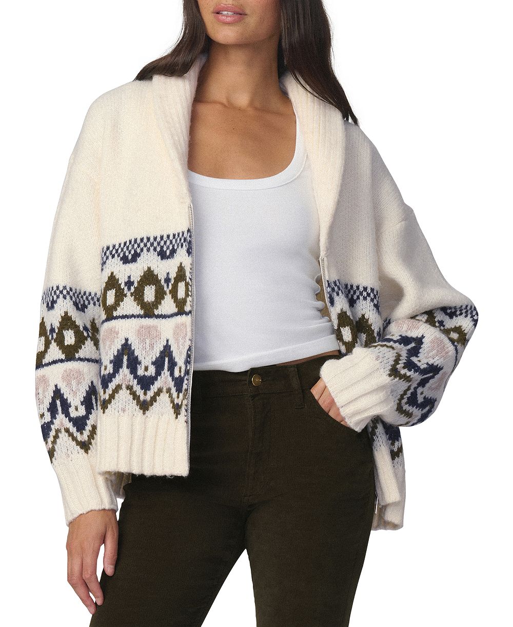 Joe's Jeans Women's The Inga Fair Isle Shawl Collar Zip-Front Cardigan