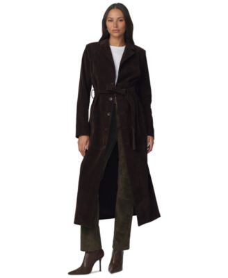 Joe's Jeans Women's Collared Belted Faux-Suede Long Coat
