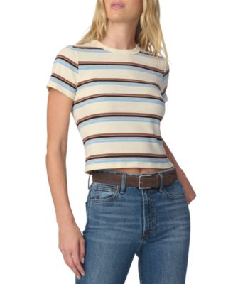 Joe's Jeans Women's Striped Crop Short-Sleeve Baby T-Shirt