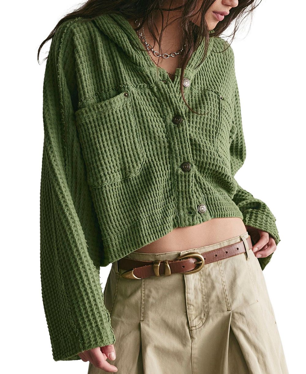 Женский укороченный вязаный кардиган с капюшоном Free People Lolli Swing