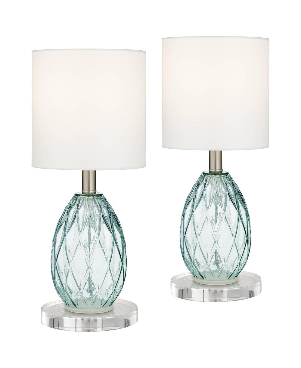 360 Lighting Rita Modern Accent Table Lamps Set of 2 with Round Risers 18 1/2" High Glass Shade for Bedroom Living Room Bedside Kids