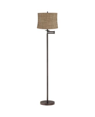 360 Lighting Modern Swing Arm Floor Lamp Adjustable 62.5" Tall Dortmund Drum Shade for Living Room Reading Bedroom Office
