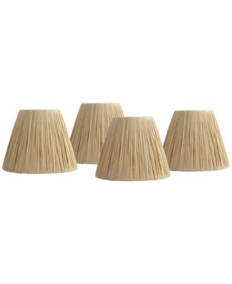 Springcrest 3" Top x 5 1/2" Bottom x 4 1/2" High x 4 1/2" Slant Lamp Shade Replacement Set of 4 Empire Tapered Lafite Raffia Clip On Candelabra