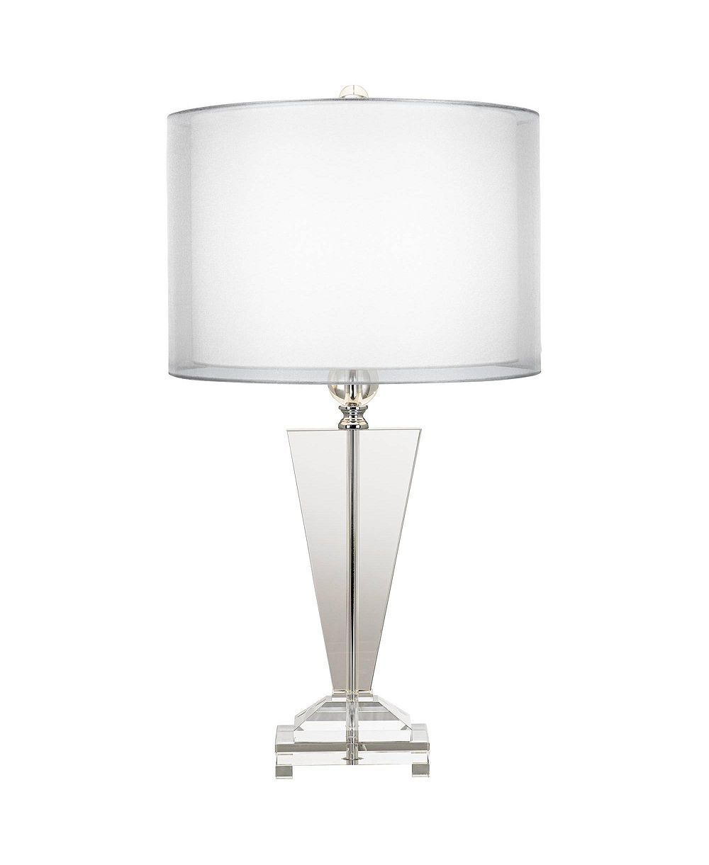 Vienna Full Spectrum Modern Table Lamp 30.5" Tall Clear Crystal Trophy Double Sheer Drum Shade for Living Room Bedroom