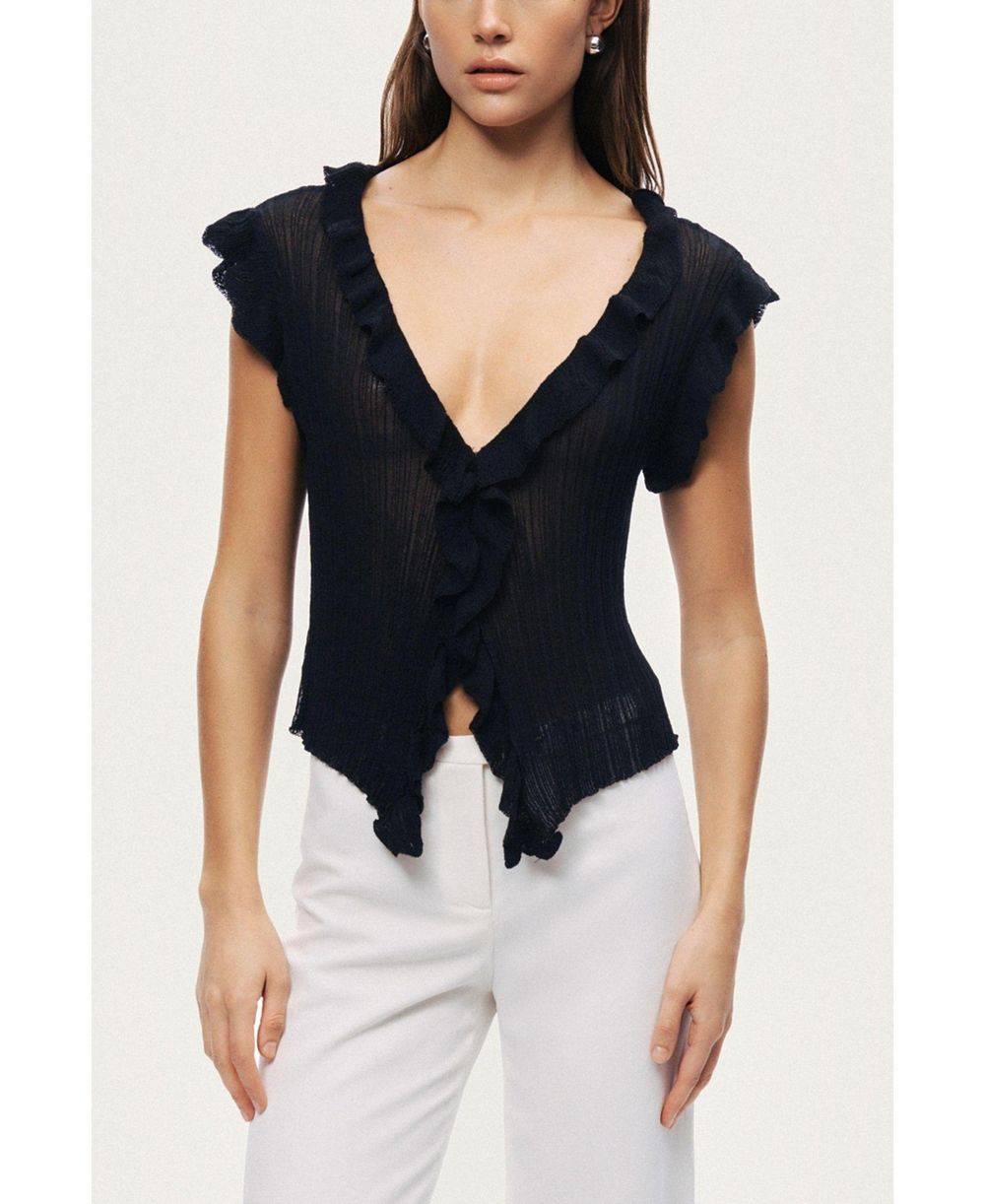 Женская блузка NOCTURNE Ruffled V-Neck Sheer