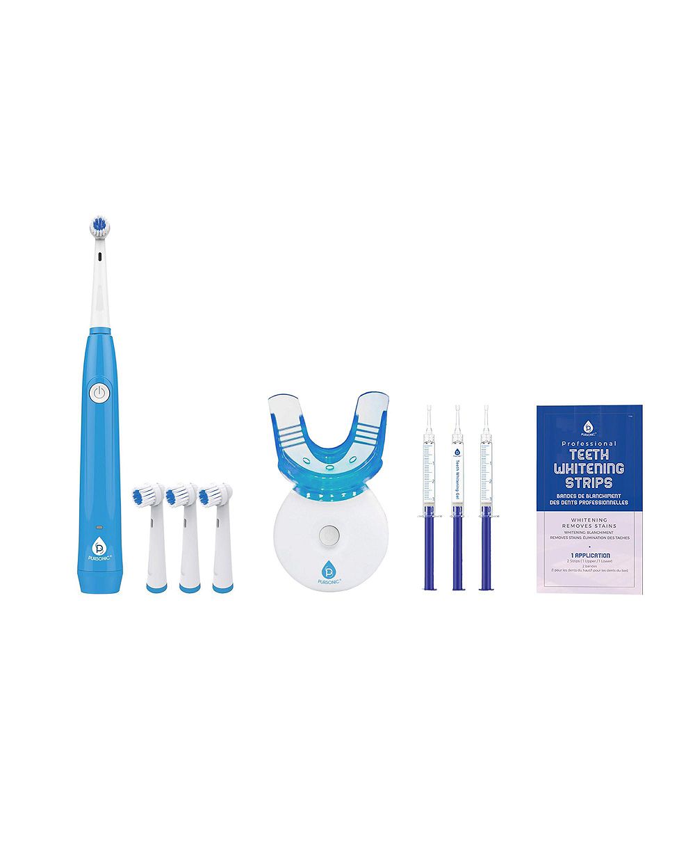 PURSONIC Ultimate Smile Brightening Bundle LED Kit, Rechargeable Rotary Toothbrush and Whitening Strips