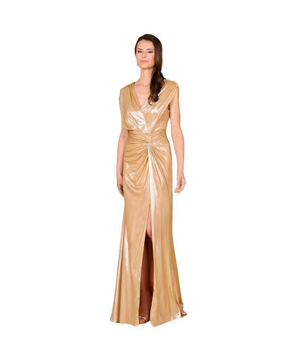 Lara Women's V-Neck Metallic Dress with Slit