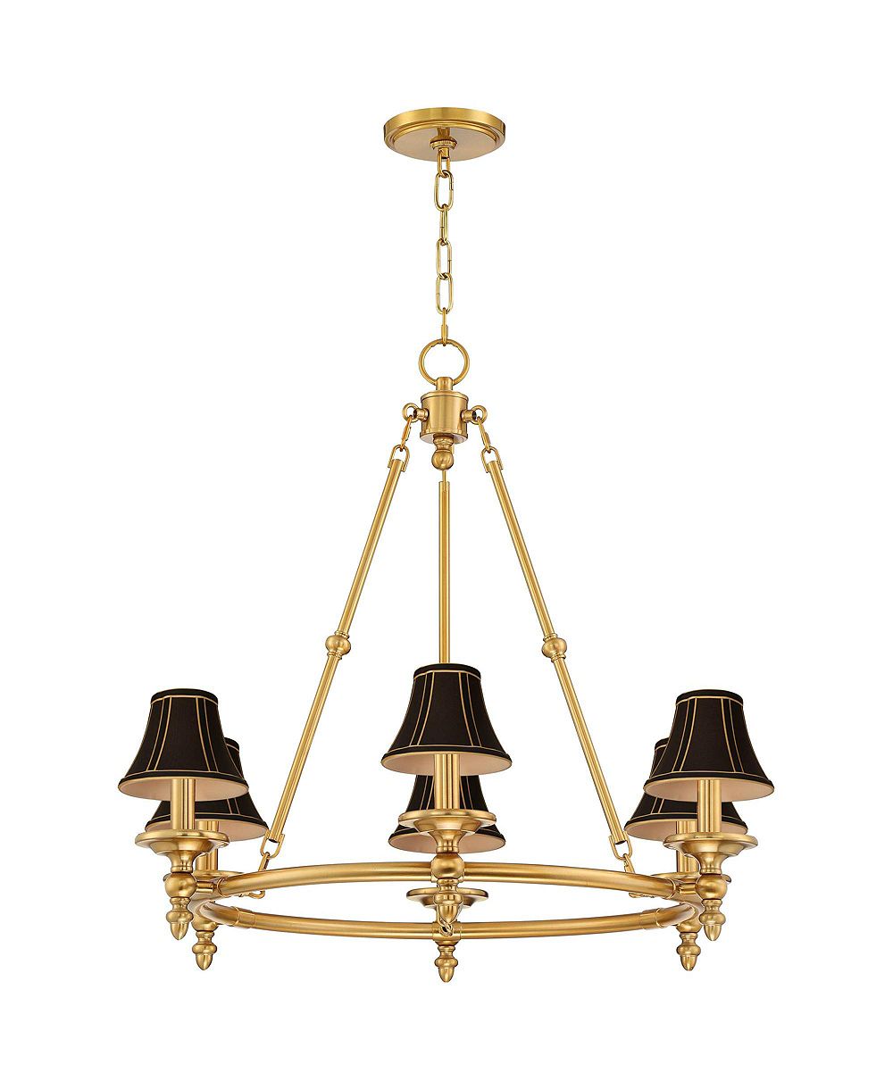 Stiffel Hartley 28inch  Antique Gold 6-Light Chandelier with Shade